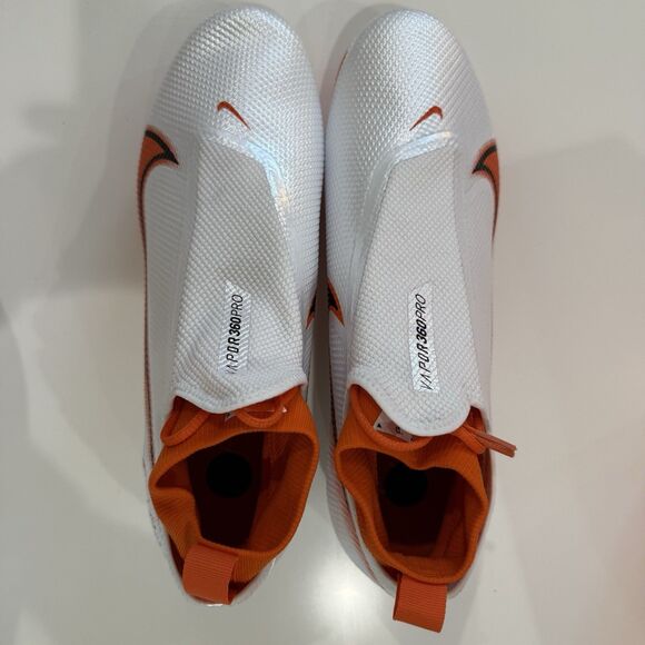 Size 11.5 Nike Vapor Edge Pro 360 White Orange Football Cleats CV6345-100 NEW